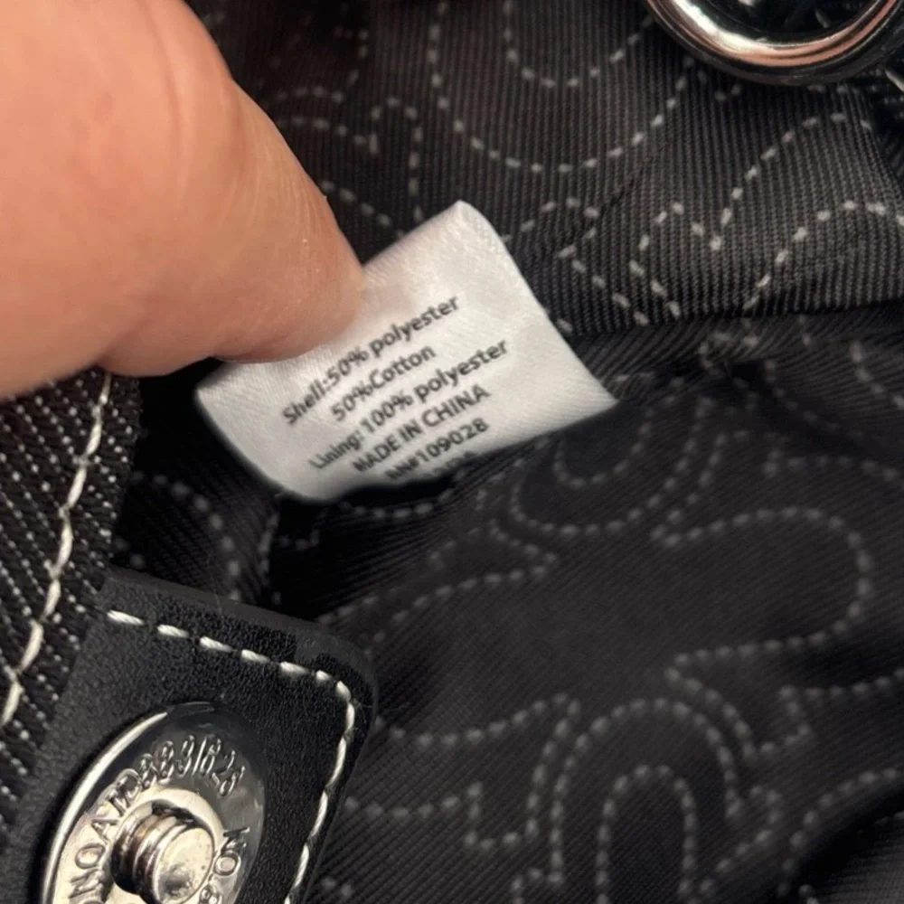 True Religion Black Denim‎ Tote with Red Patch